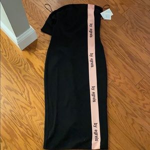 Black and pink long tight dress
